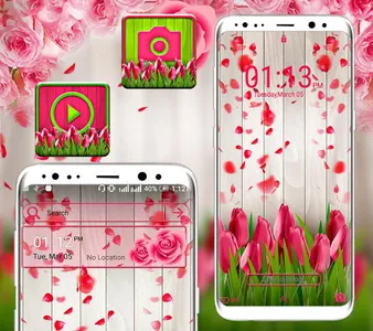 Pink Tulip Rose Launcher Theme screenshot 4