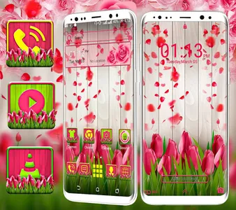 Pink Tulip Rose Launcher Theme screenshot 6