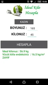 İDEAL KİLO HESAPLA screenshot 1