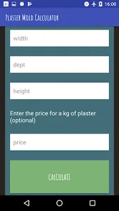 Plaster Mold Calculator screenshot 1