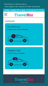 TravelBiz - oneway taxi servic screenshot 1
