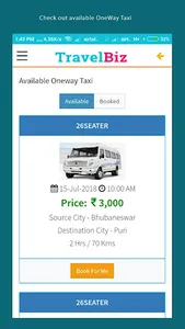 TravelBiz - oneway taxi servic screenshot 2