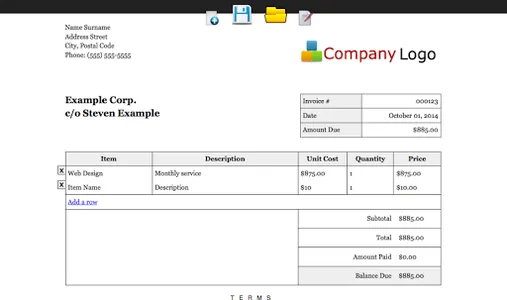 Editable Invoice Droid screenshot 2