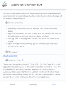 Vaccination Slot Finder Bot screenshot 12