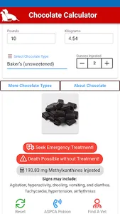 Chocolate Toxicity Calculator screenshot 3