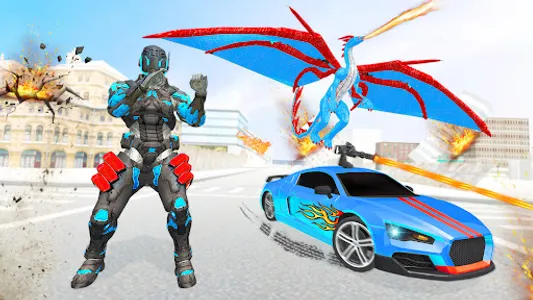 Flying Dragon Robot Car Game screenshot 8