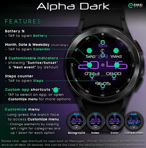 Alpha Dark digital watch face screenshot 3