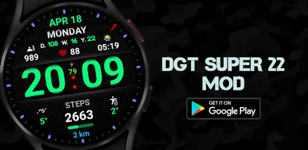 WIN Dgt Super22 MOD watch face screenshot 3