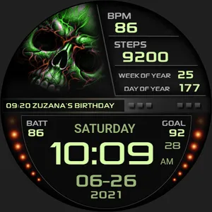 PWW64 - Skull Digi Watch Face screenshot 21