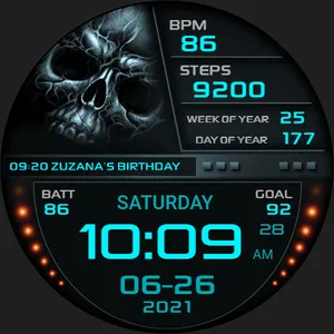 PWW64 - Skull Digi Watch Face screenshot 24