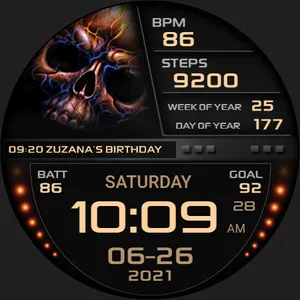 PWW64 - Skull Digi Watch Face screenshot 25