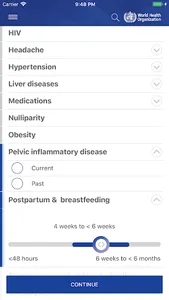WHO Contraception tool screenshot 0