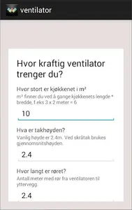Ventilator kalkulator screenshot 0