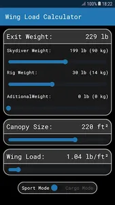 Skydive Wing Load Calculator screenshot 0
