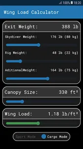 Skydive Wing Load Calculator screenshot 1