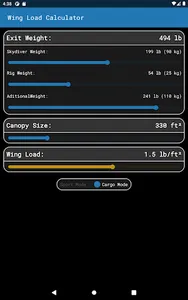 Skydive Wing Load Calculator screenshot 6
