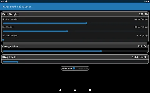 Skydive Wing Load Calculator screenshot 8