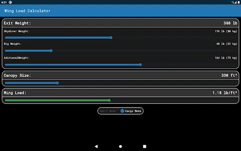 Skydive Wing Load Calculator screenshot 9