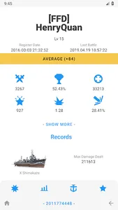 Statistics for World of Warshi screenshot 3