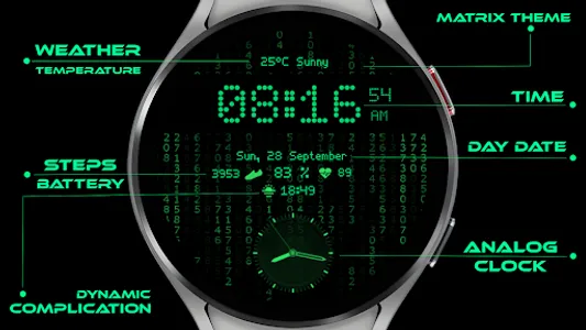 Digital+ Matrix Watch Face screenshot 0