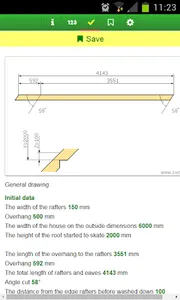 Calculation of the rafters screenshot 2