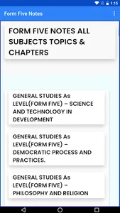 Form Five notes, All subjects screenshot 0