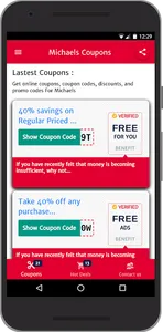 Promo Coupons for Michaels screenshot 0