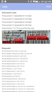 RADIO CODE for NISSAN MICRA screenshot 1