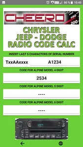 RADIO CODE for CHRYSLER JEEP screenshot 1