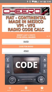 RADIO CODE for FIAT VP2 MEXICO screenshot 0