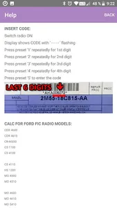 RADIO CODE for FORD FIC BRAZIL screenshot 1