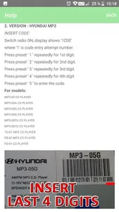 RADIO CODE for HYUNDAI SANTAFE screenshot 20