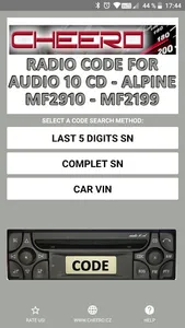 RADIO CODE for AUDIO 10 CD screenshot 0