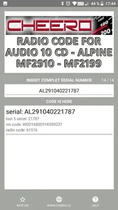 RADIO CODE for AUDIO 10 CD screenshot 12