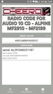 RADIO CODE for AUDIO 10 CD screenshot 3