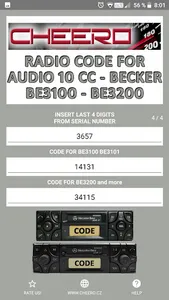 RADIO CODE for AUDIO 10 CC screenshot 0