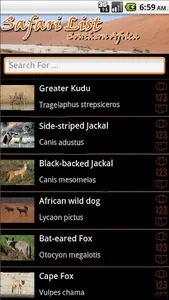 Safari List - Southern Africa screenshot 0
