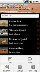 Safari List - Southern Africa screenshot 1