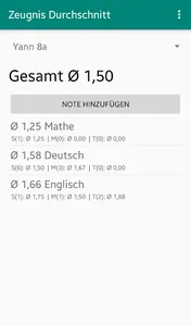 Zeugnis Durchschnitt screenshot 0