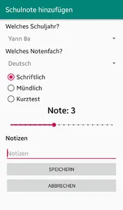 Zeugnis Durchschnitt screenshot 1