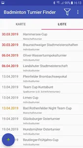 Badminton Turnier Finder screenshot 1
