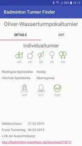 Badminton Turnier Finder screenshot 2