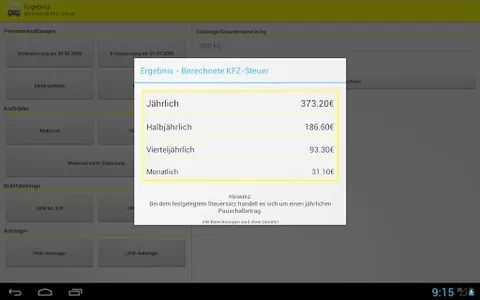 KFZ-Steuer Rechner Pro screenshot 13