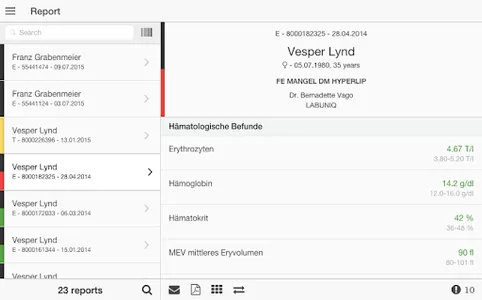 Onlinebefunde screenshot 3