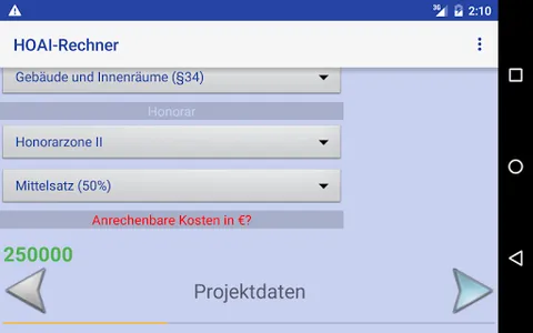 HOAI-Rechner screenshot 4