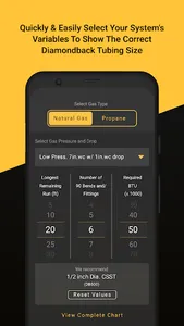 Diamondback Sizing Calculator screenshot 1