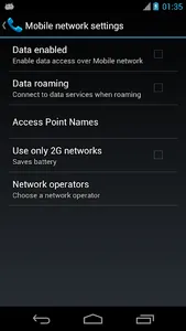 Mobile Network Settings screenshot 1