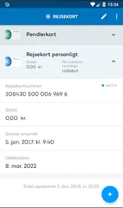 Rejsekort status screenshot 3