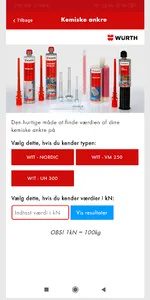 Würth anker beregning screenshot 2