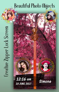 Pink Forest Zipper Lock Screen screenshot 2
